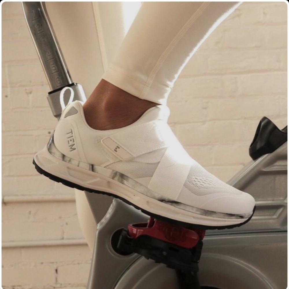 TIEM Slipstream White Marble Spin Shoes + Cleats